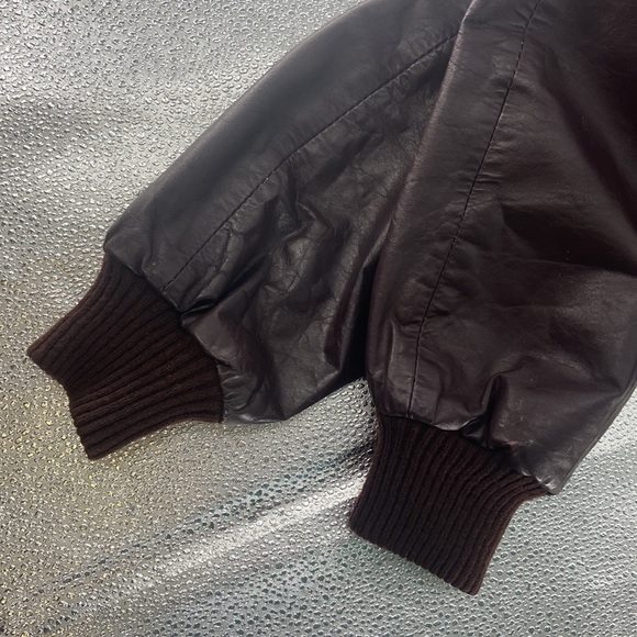 Brown leather zip front bomber jacket size 38 - Picture 15 of 16